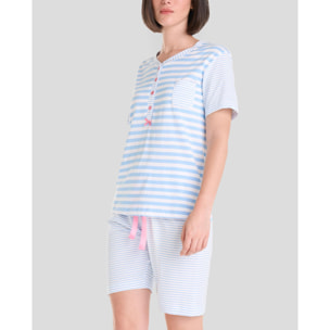 Pijama corto mujer rayas fresco y ligero