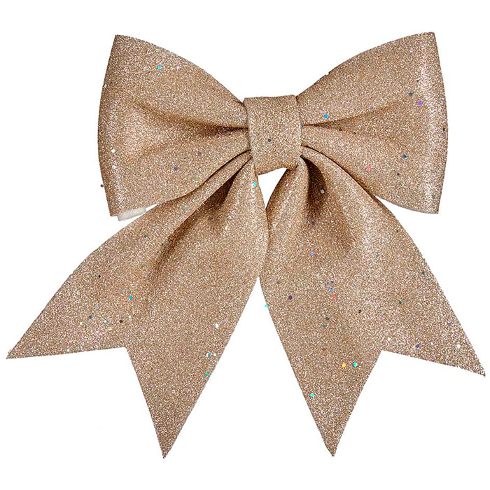 Lazo navideño decorativo de 25x29cm en color champagne.