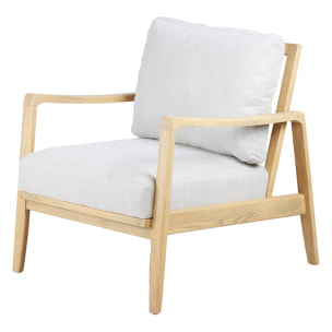 Fauteuil chevron beige pieds frêne naturel Pablo