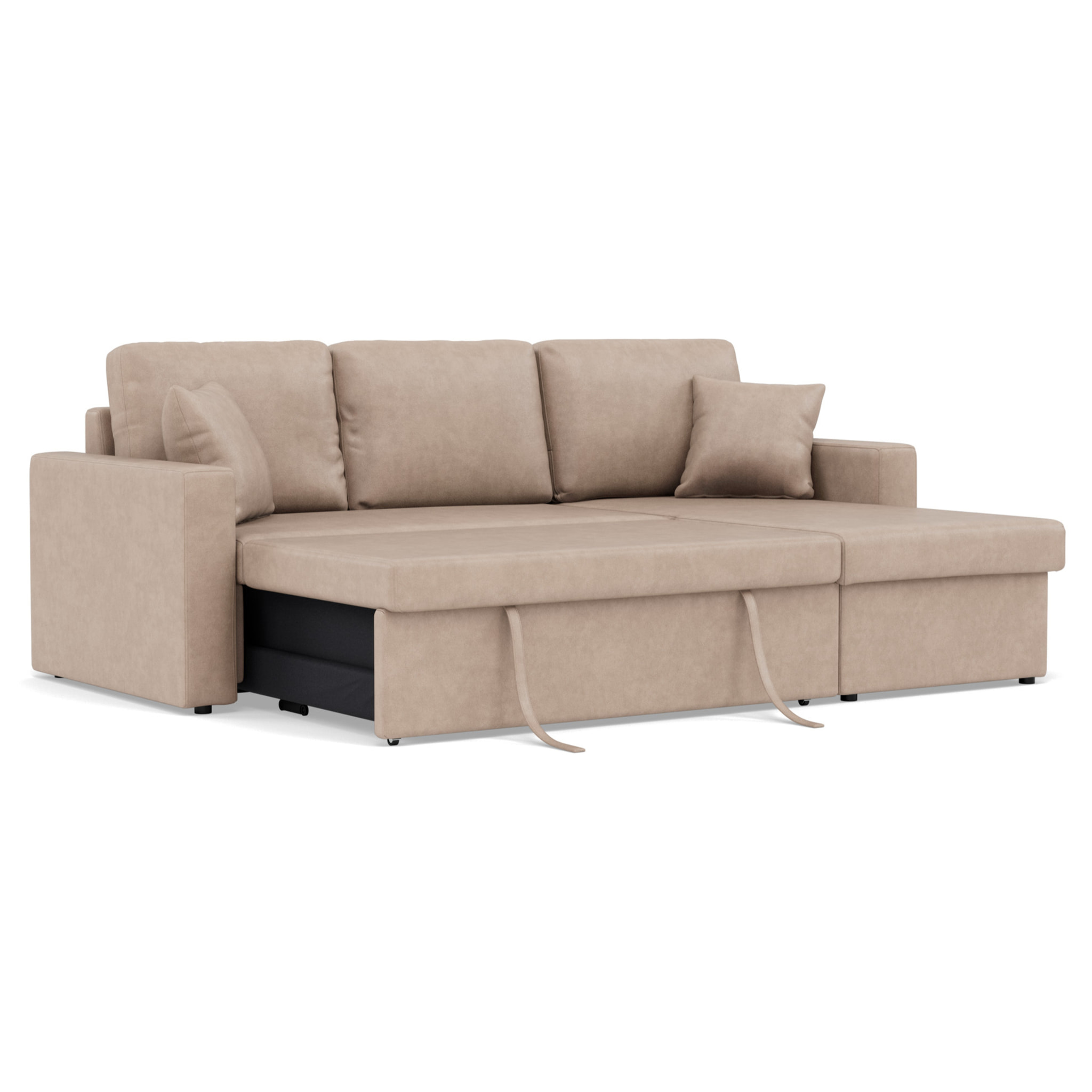 Cyrus - Canapé d'angle réversible 4 places - convertible avec coffre - en simili - Beige