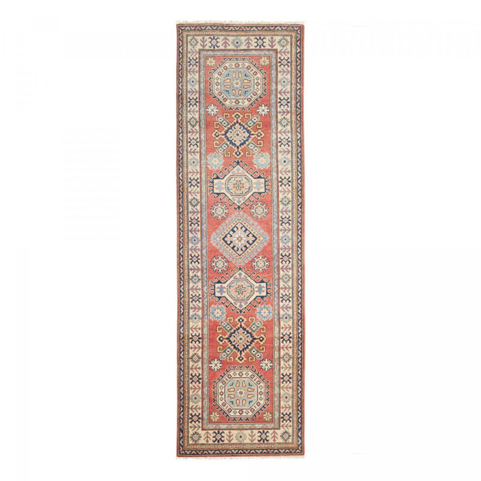 Tapis salon géométrique, noué main en laine, INIKA