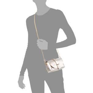 Aurora Bolso bandolera Mujer. Piel auténtica Gamuza lacado texturizado brillante.