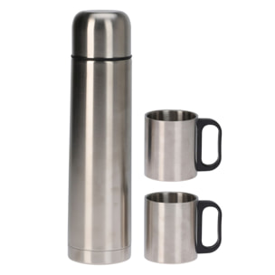 termo de acero inoxidable 1l modelo bullet - incluye 2 tazas de 180ml