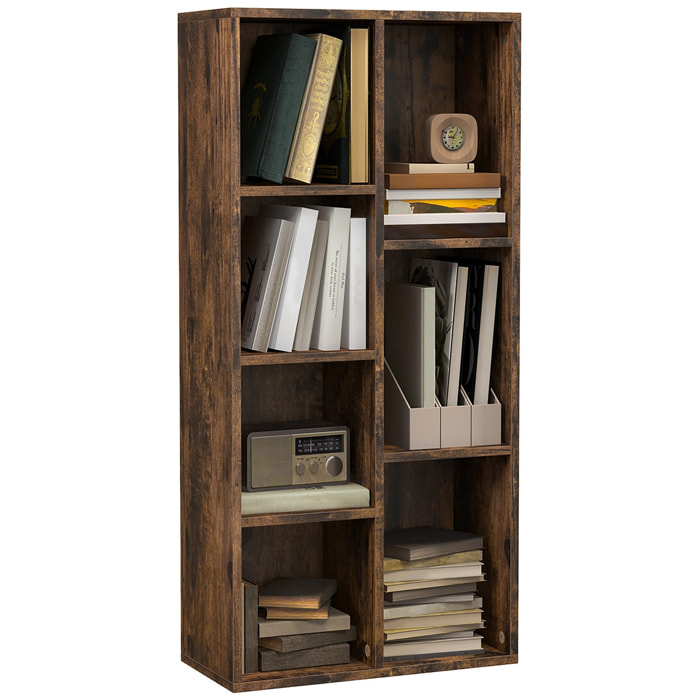 Estantería para Libros Librería de Madera con 7 Compartimentos de Almacenaje Plantas Archivos para Sala de Estar Dormitorio Oficina 50x24x106 cm Marrón Rústico