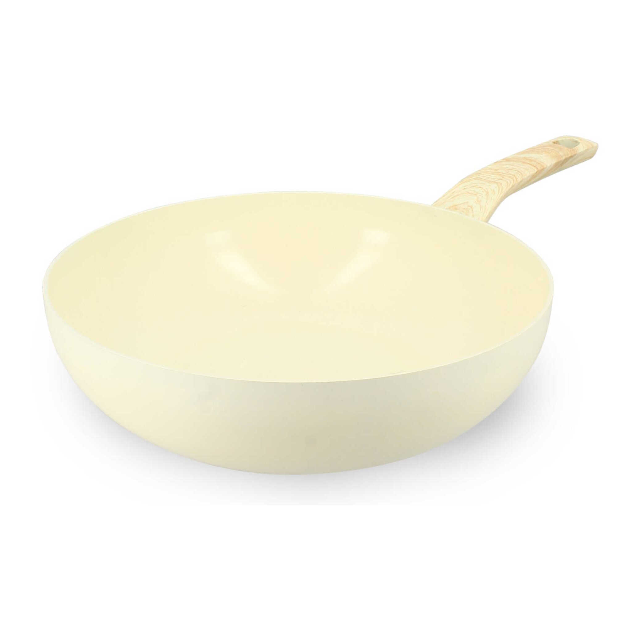 Wok en revêtement céramique 28cm crème - tous feux COLORAMA