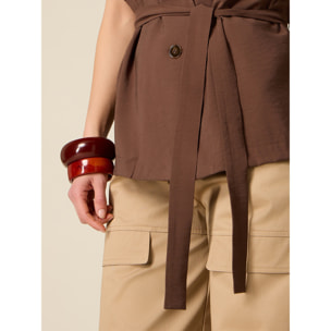 Oltre - Chaqueta desestructurada en gabardina - Marrón