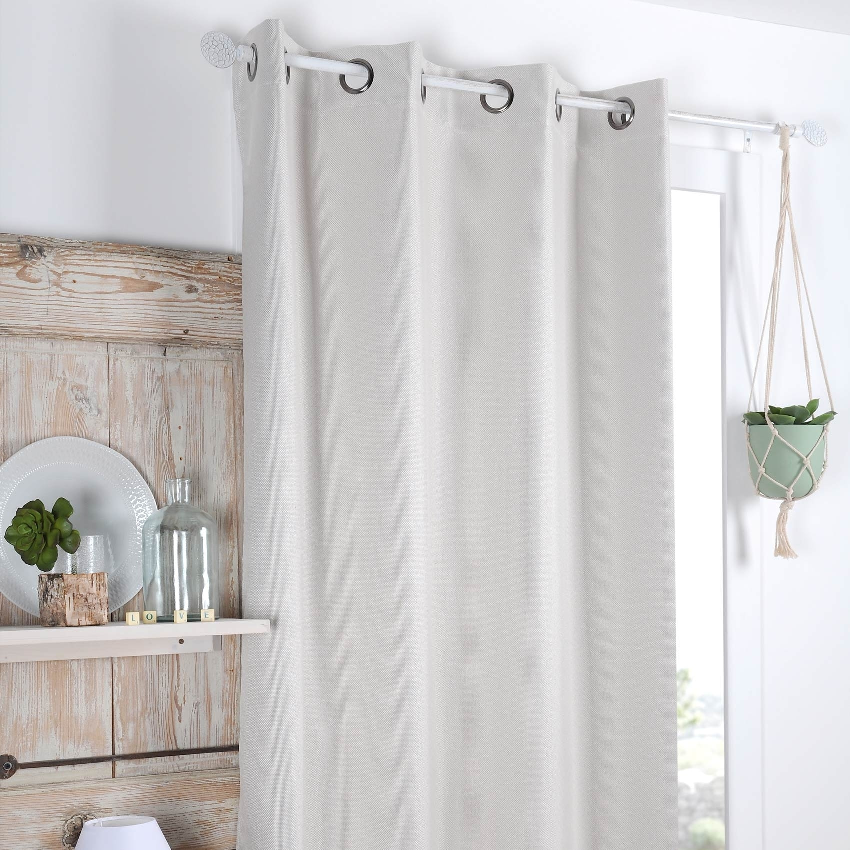 Rideau occultant et isolant doublé de polaire - Ecru