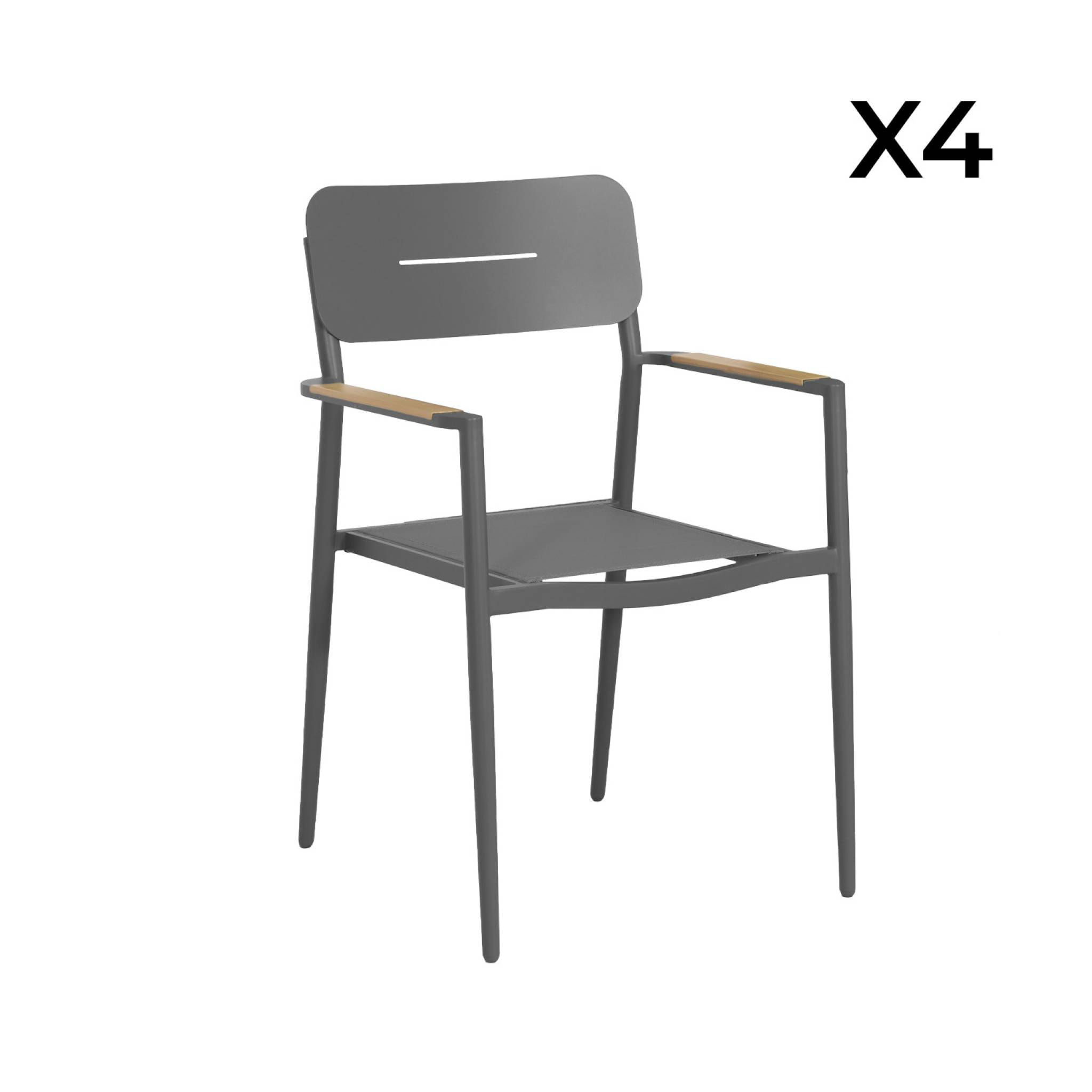 Fauteuil de jardin aluminium et textilène (lot de 4) FIRA