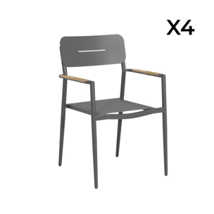 Fauteuil de jardin aluminium et textilène (lot de 4) FIRA