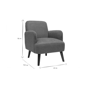 Fauteuil scandinave en tissu effet velours texturé terre brûlée et bois foncé ISKO