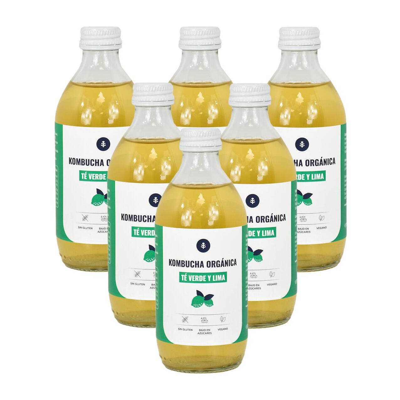 Pack 6x Kombucha ECO té verde y lima Planeta Huerto 330 ml