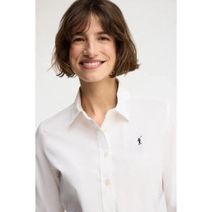 Camisa de popelín blanca con corte slim y bordado Rigby Go