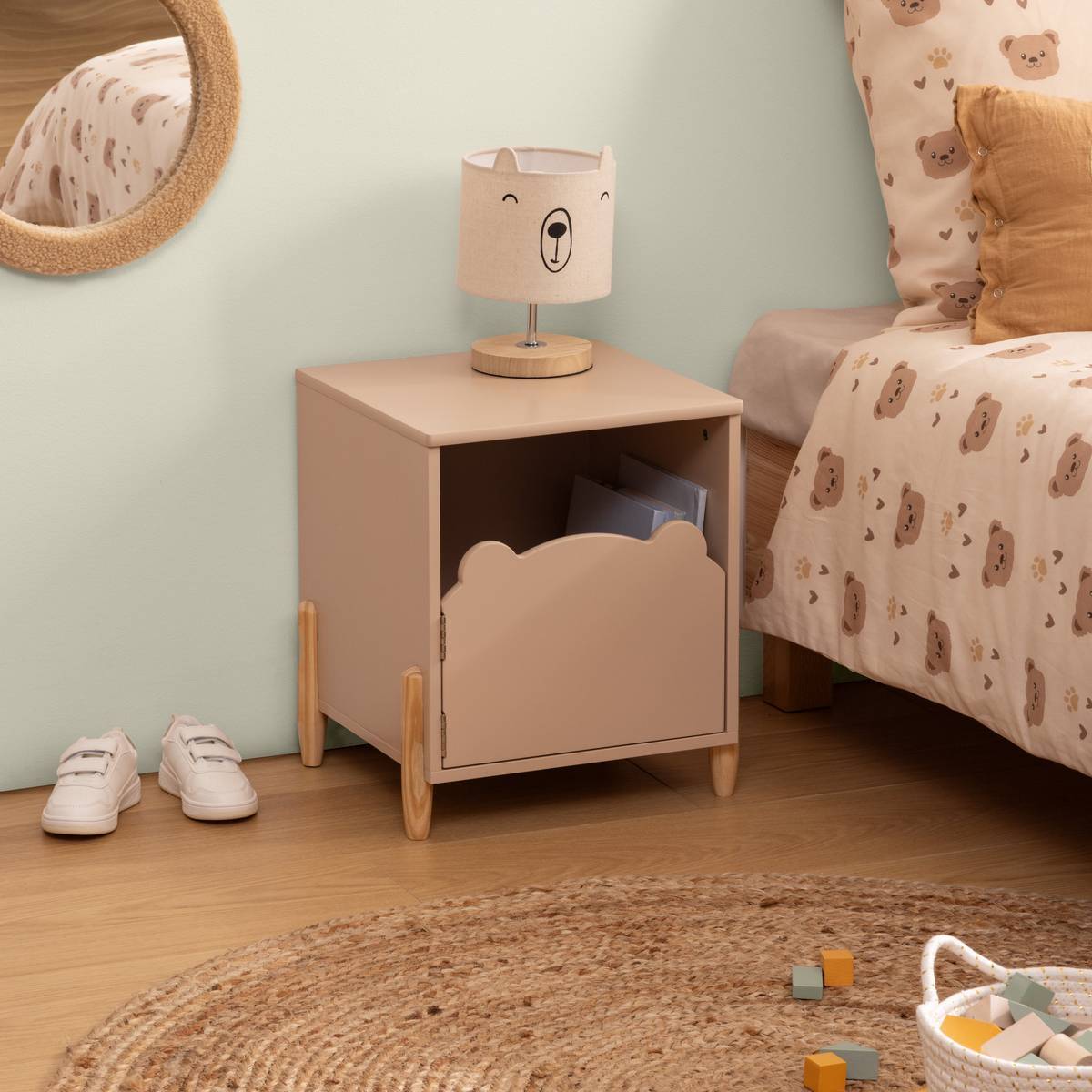 Table de chevet enfant Douceur beige 35,5x40cm