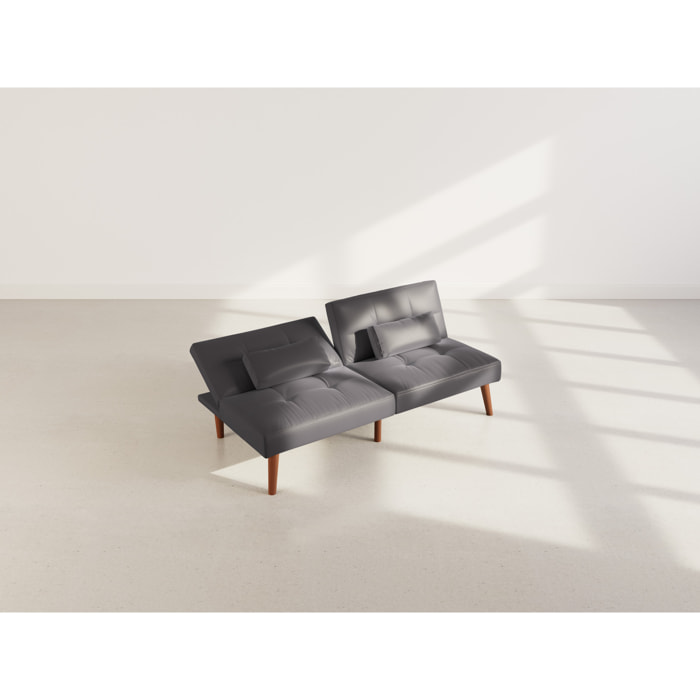 Philae - Canapé convertible clic-clac 2 places - en simili - Noir