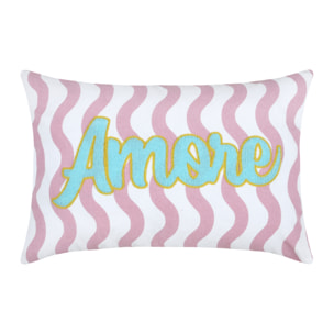 Coussin polycoton AMORE - Rose