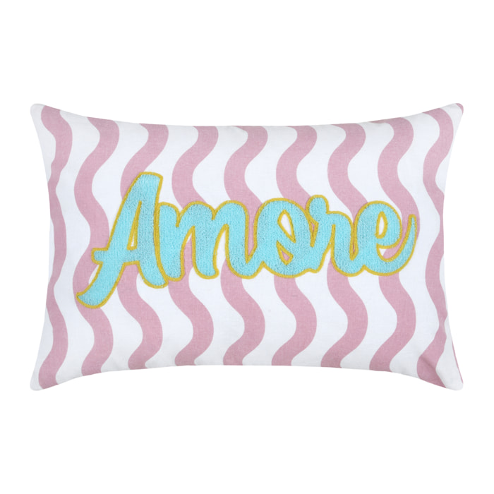 Coussin polycoton AMORE - Rose