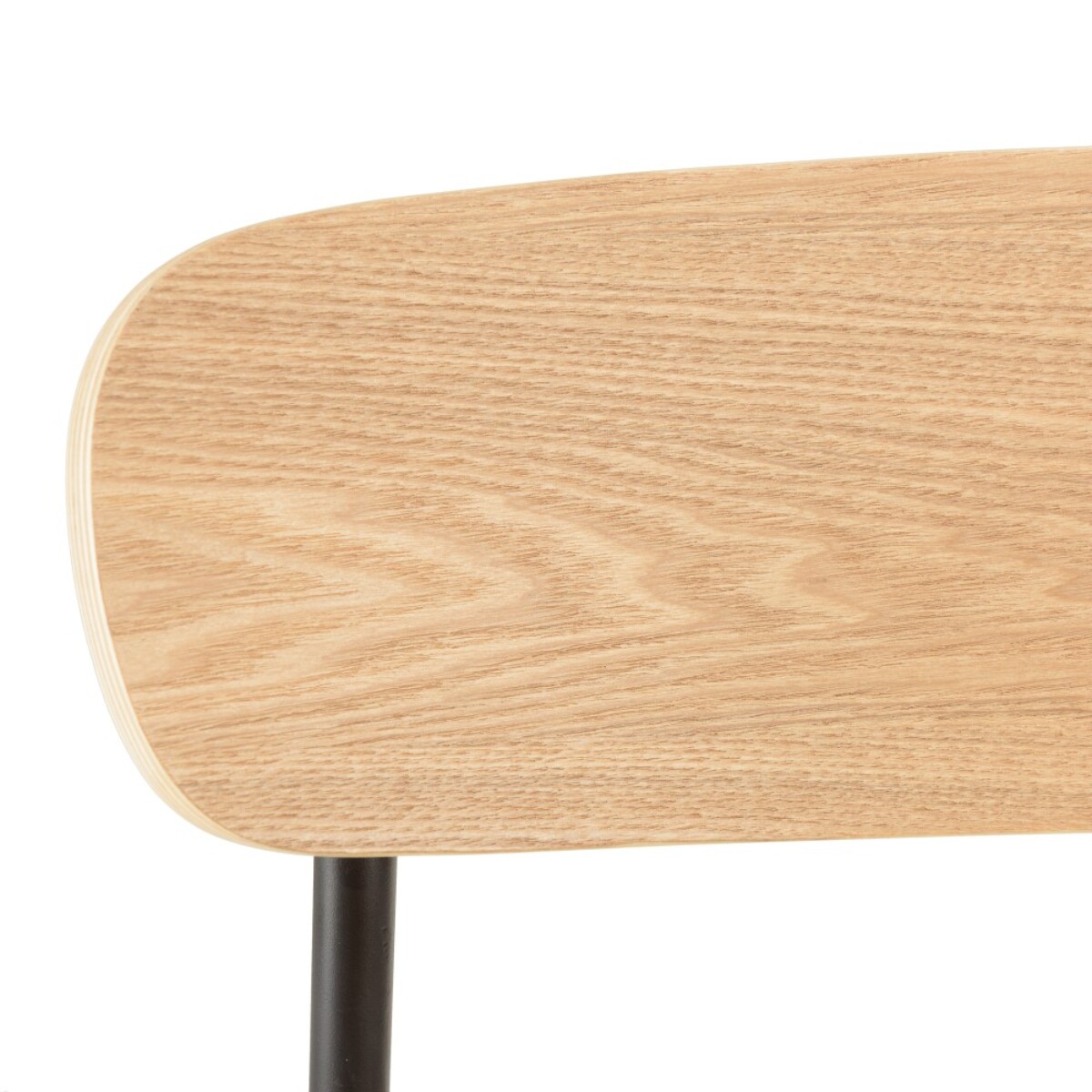 TOM - Lot de 2 chaises « écolier » en bois de frêne pieds acier noir