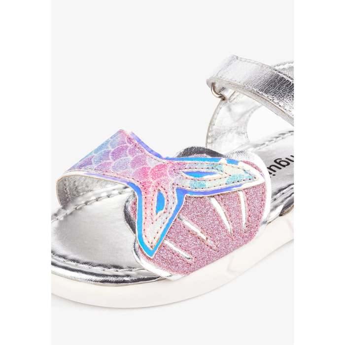 Sandali in pelle multicolore a forma di sirena