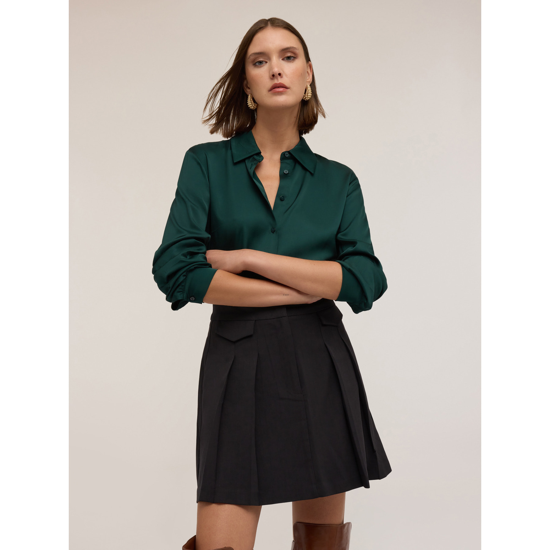 Motivi - Camisa de satén - Verde