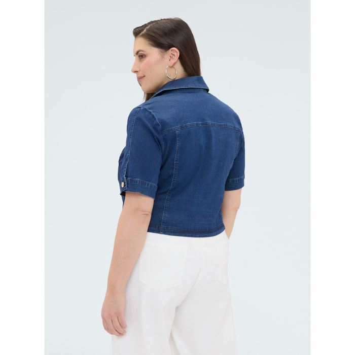 Fiorella Rubino - Giacca maniche corte in denim - Blu