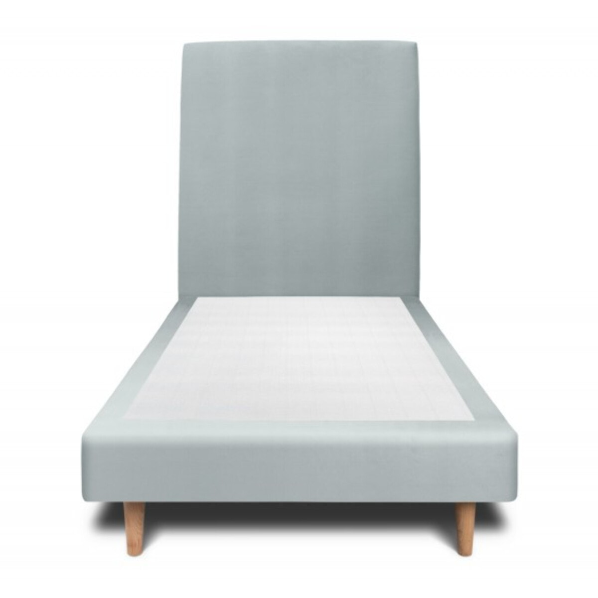 Lit avec tête de lit tapissée velours et sommier tapissier ep14