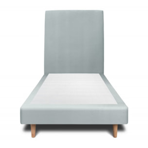 Lit avec tête de lit tapissée velours et sommier tapissier ep14
