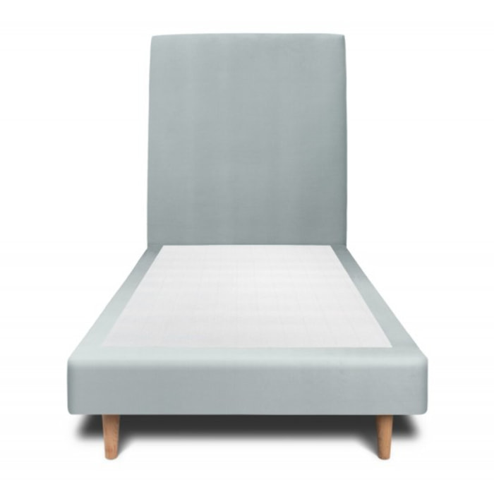 Lit avec tête de lit tapissée velours et sommier tapissier ep14