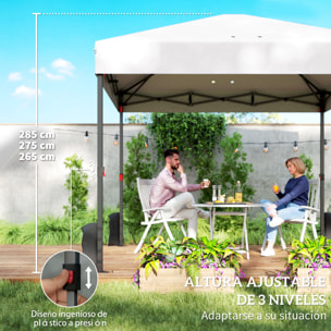 Carpa Plegable 3x3 m, Pop-up, Cenador Pabellón de Jardín con 3 Paredes Laterales, 2 Ventanas Malla, UPF50+, Altura Ajustable 3 Niveles, Bolsa Transporte, Sacos Arena, Gazebo Exterior, Blanco