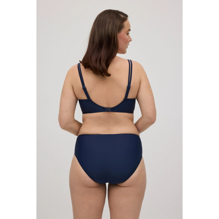 Costume da bagno modellante a righe blu navy