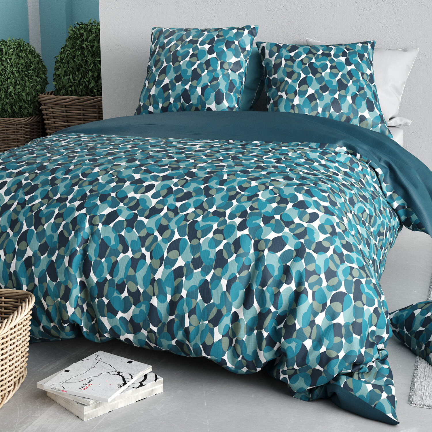 Parure housse de couette 3pcs 100% coton 57 fils nelly