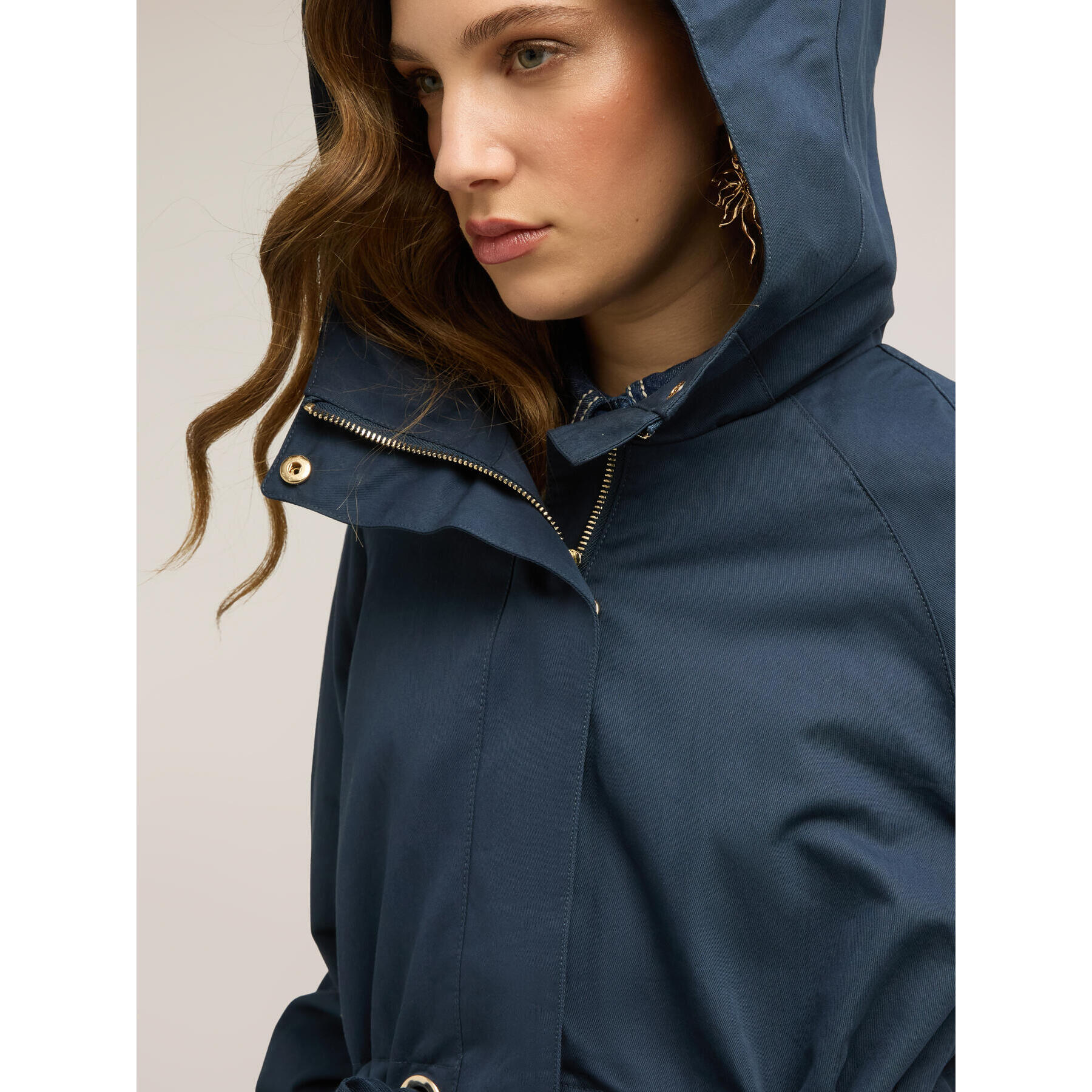 Motivi - Parka de mezcla de algodón con capucha - Azul