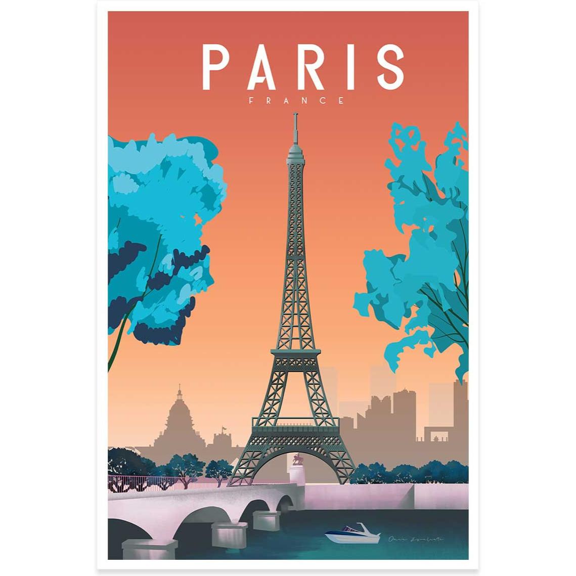 Poster retro paris france Affiche seule