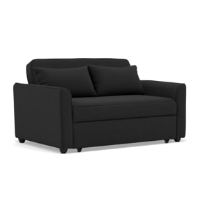 Ernest - Canapé droit 2 places convertible en velours côtelé - Noir