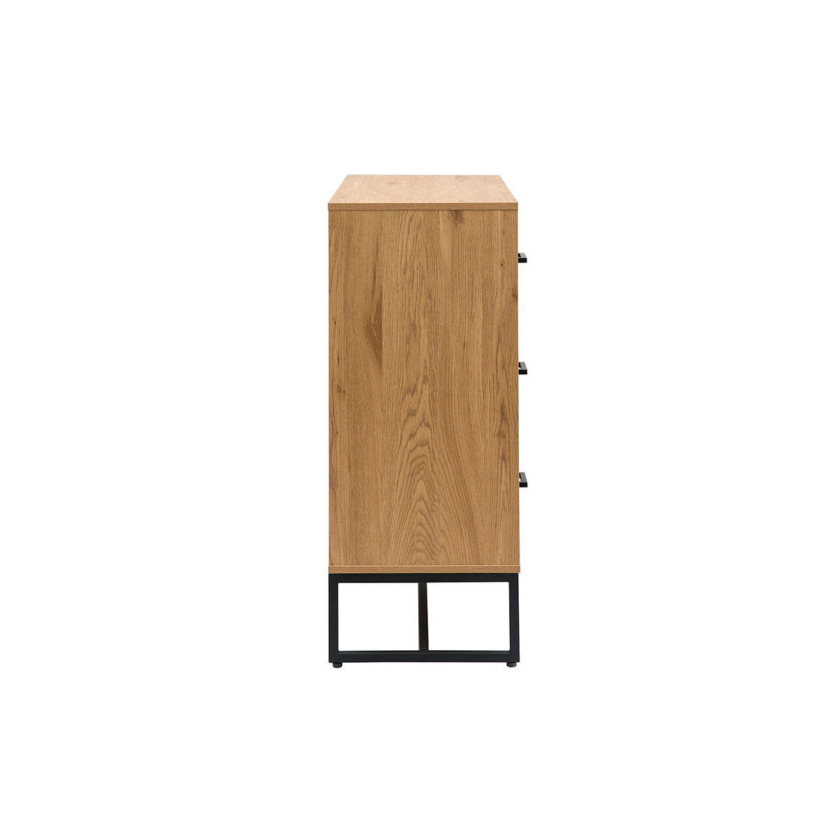 Commode 3 tiroirs finition bois clair chêne et métal noir L100 cm LOVATO