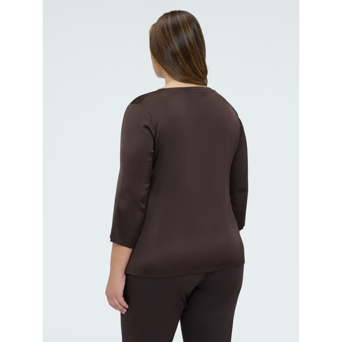 Fiorella Rubino - Blusa in raso Positive feeling - Marrone