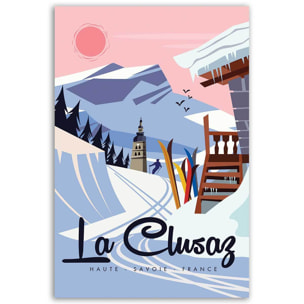Tableau les alpes La Clusaz enneigé Tableau alu Dibond