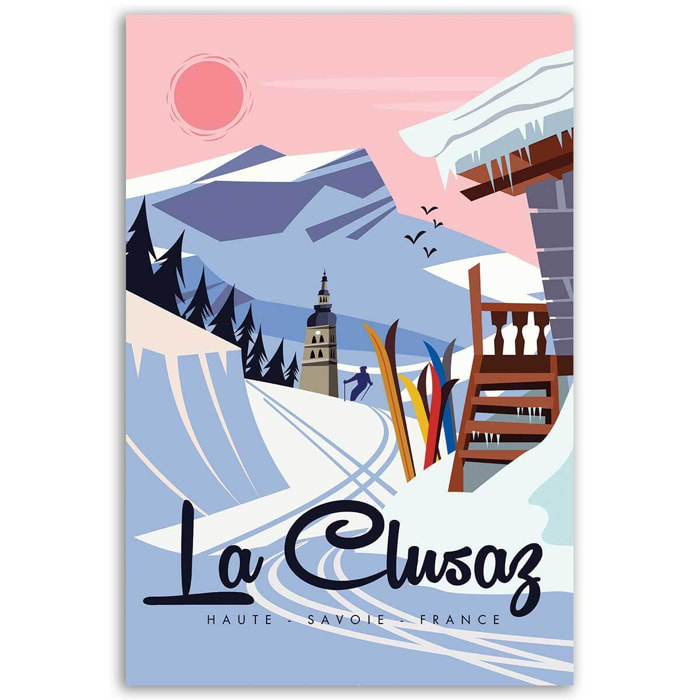 Tableau les alpes La Clusaz enneigé Tableau alu Dibond