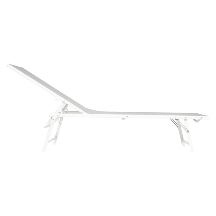 Lot de 2 bains de soleil pliants SICILIA en textilène gris - structure blanche