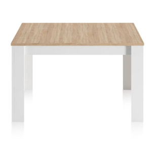 Mesa de comedor extensible Kendra 123 Blanco Artik (Blanco Mate) - Roble Canadian