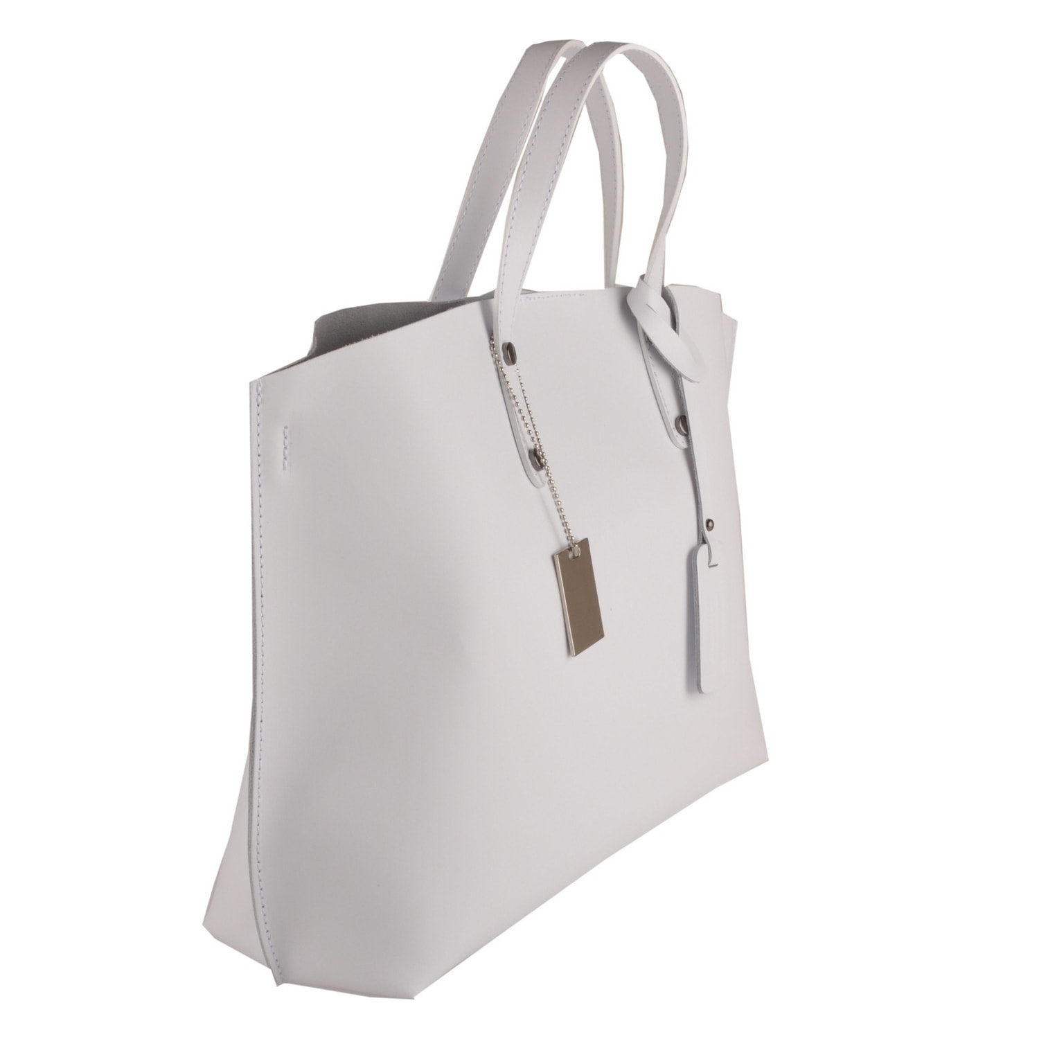 Borse Donna colore Bianco-in pelle Made in Italy L46 cm X W30 cm X H8 cmcm