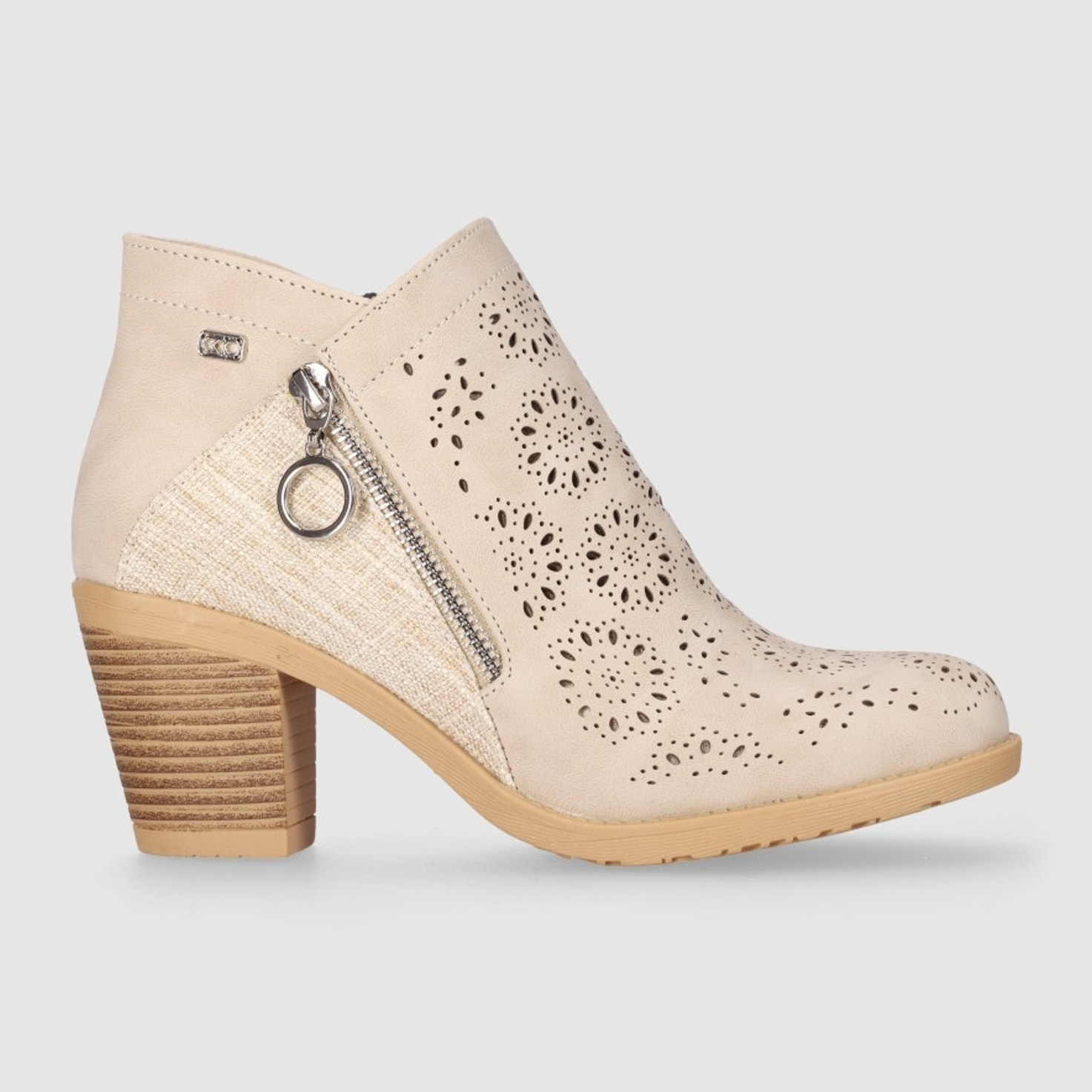 Botines de Piel Sintética - Beig - Tacón: 6 cm