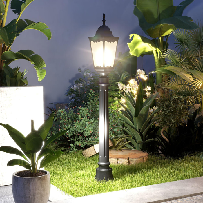 Luminaire extérieur - lampadaire de jardin - culot E27 - Ø 23 x 114H cm - verre alu noir