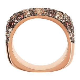 Anello Riviera Quadrato con Pavé di Cubic Zirconia Marroni