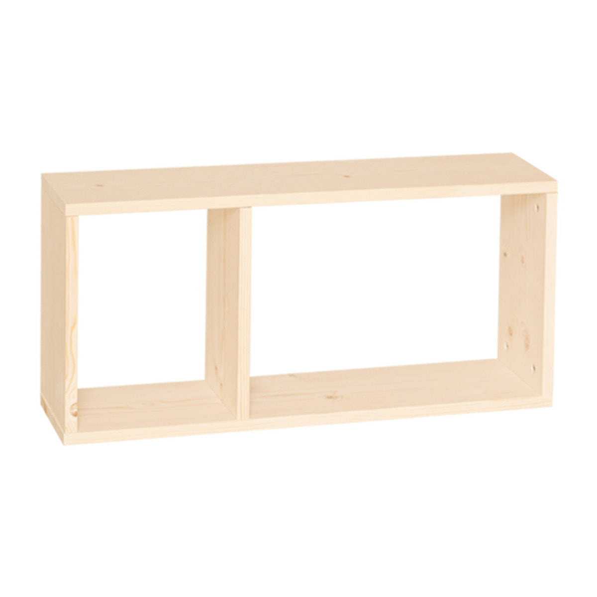 Mueble auxiliar de madera maciza en tono natural con 1 separador Alto: 38 Largo: 80 Ancho: 20