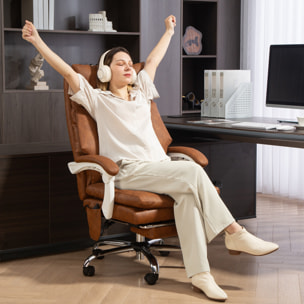 Fauteuil bureau manager inclinable repose-pieds rétractable camel vieilli