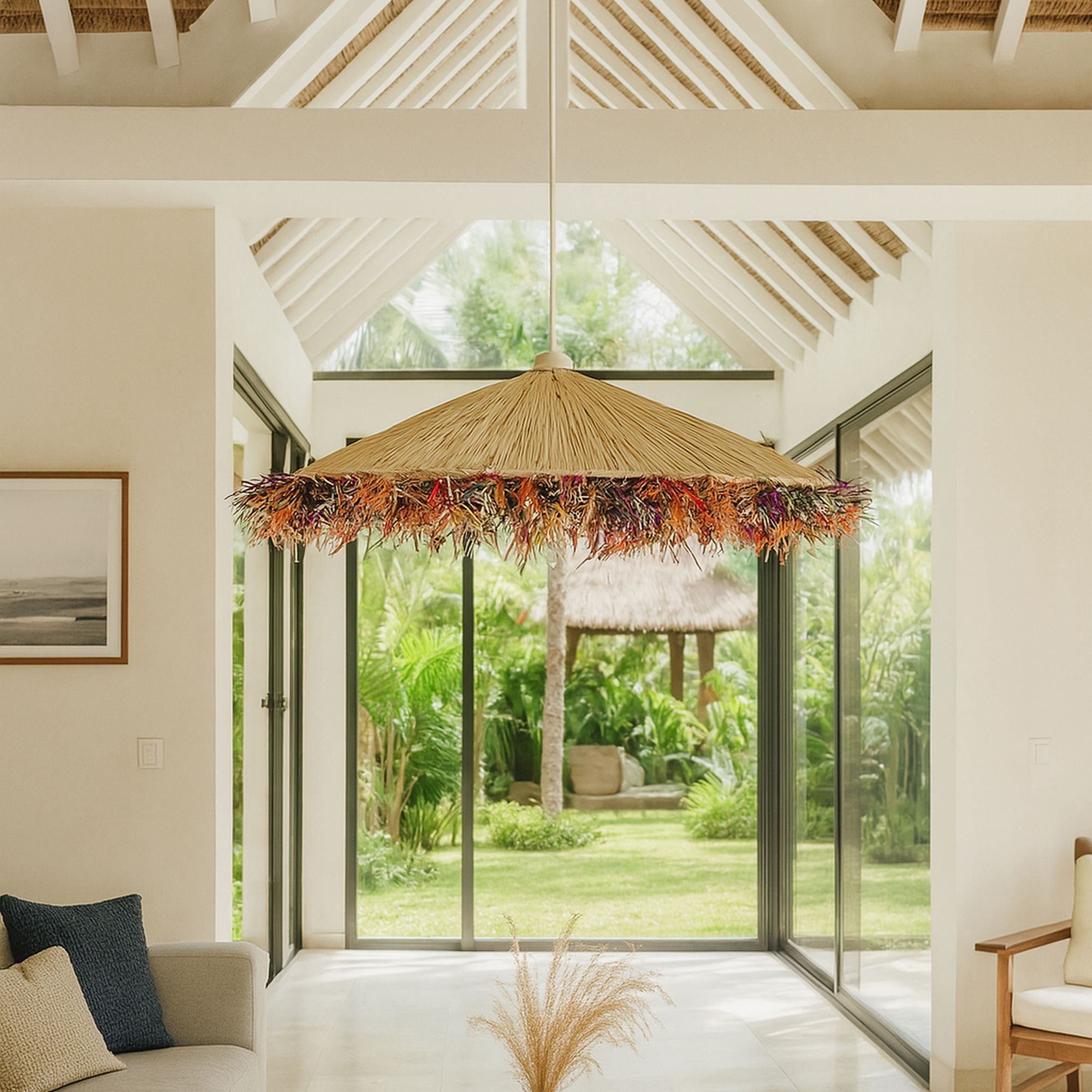 Suspension en raphia coloré d70cm BELAGA