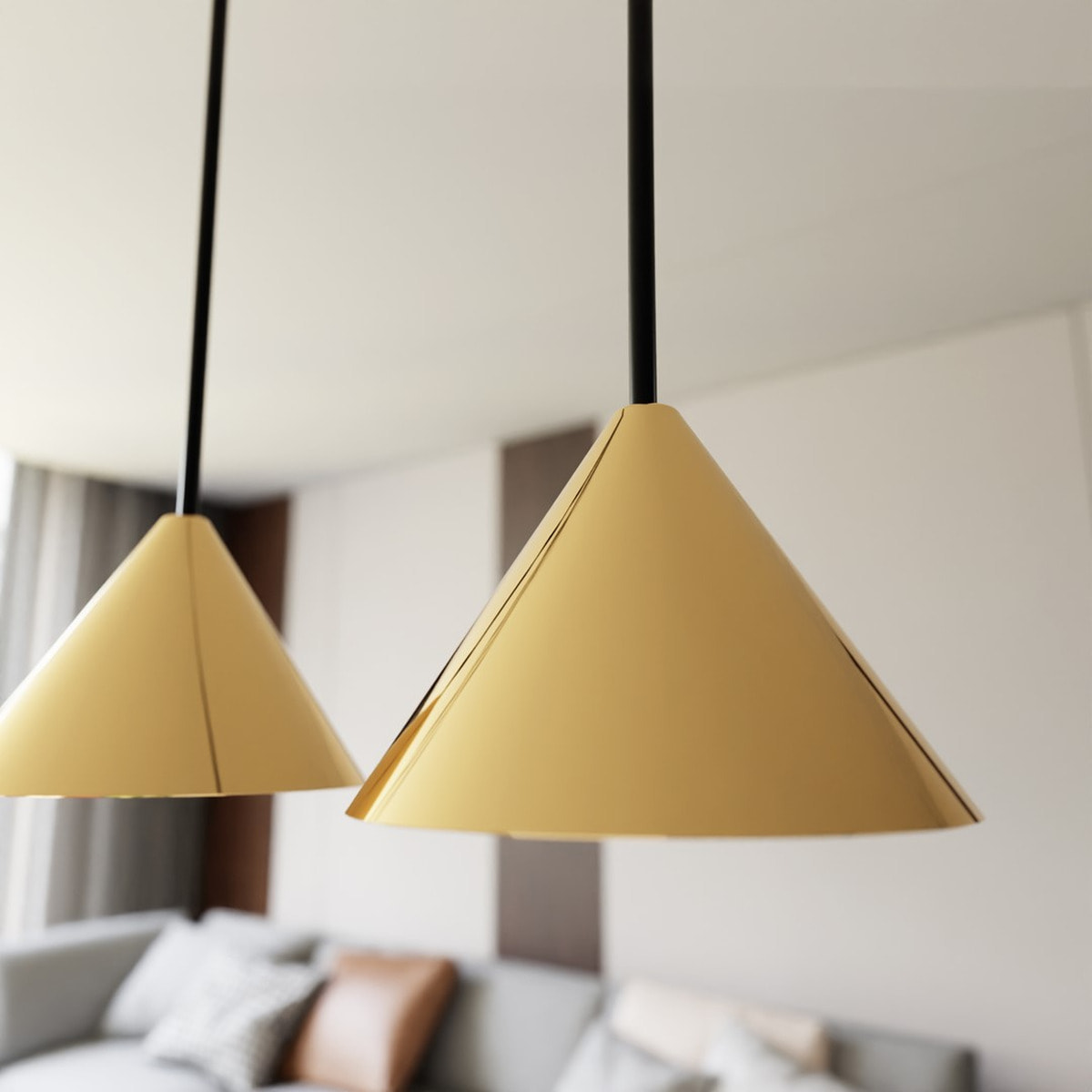 Lampada a sospensione Elit in acciaio nero opaco e oro