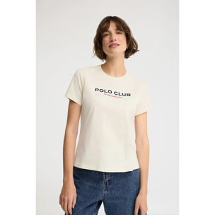 Maglietta ecrù slim fit con ricamo Established 2012 Polo Club