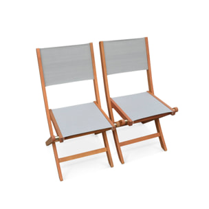 Salon de jardin en bois extensible - Almeria - Grande table 180/240cm avec rallonge. 8 chaises. en bois d'Eucalyptus huilé et textilène gris taupe