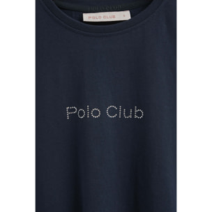 Camiseta azul marino de manga corta con brillantes Polo Club